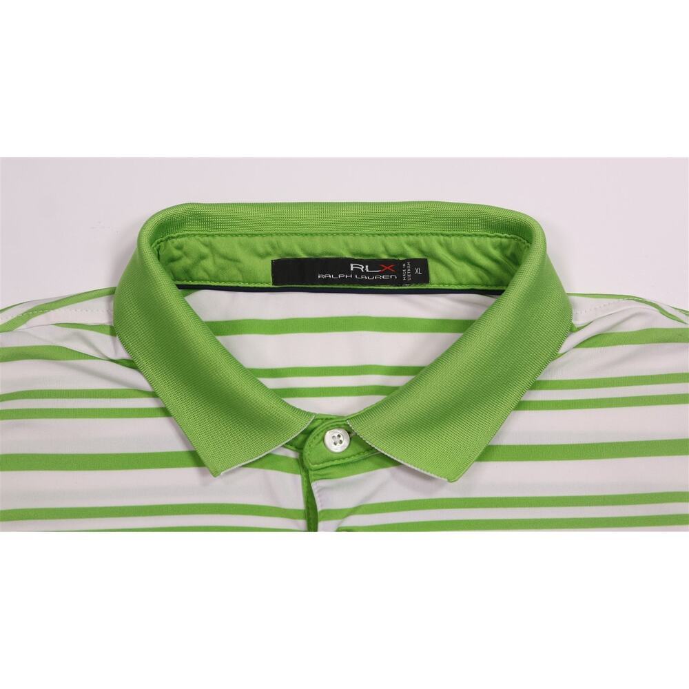 RLX Ralph Lauren X Green White Striped Performance Golf Polo Shirt Men's XL - Picture 5 of 7